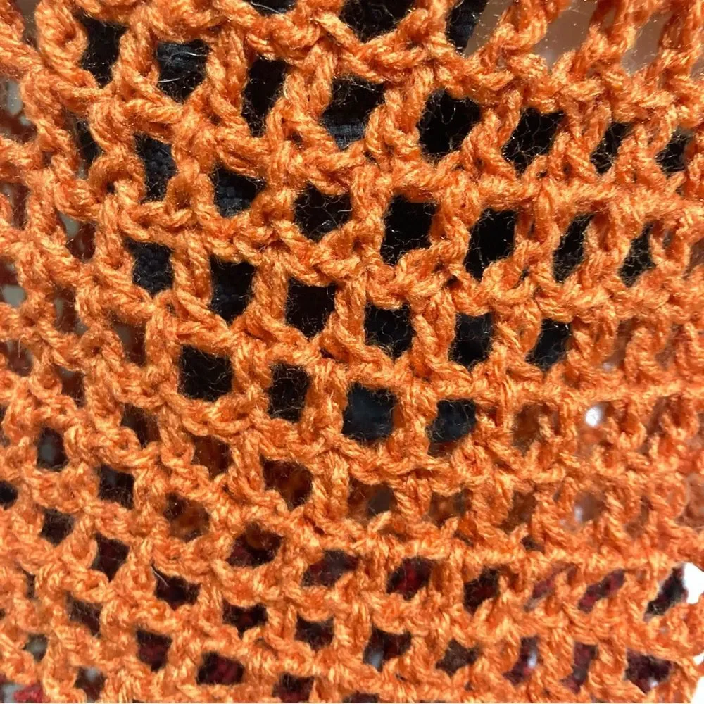 Swim Sarong Cover Up Fishnet Crochet Ombre Orange Red Black Gray 36 inch XL